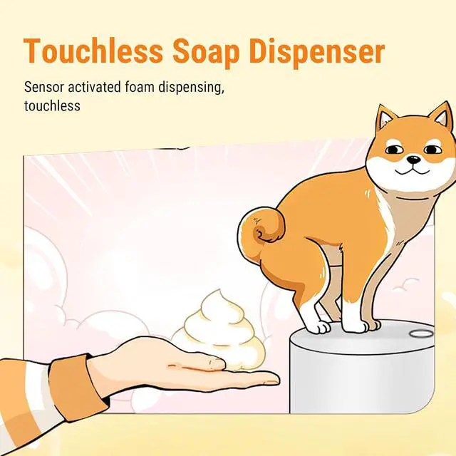 Alt view image 3 of 7 - Playful Dog Foam Soap Dispenser, Automatic Soap Dispenser Touchless, Funny Puppy Poop Induction Hand Washer, Automatic Soap Dispenser for Kitchen Bathroom (Yellow)