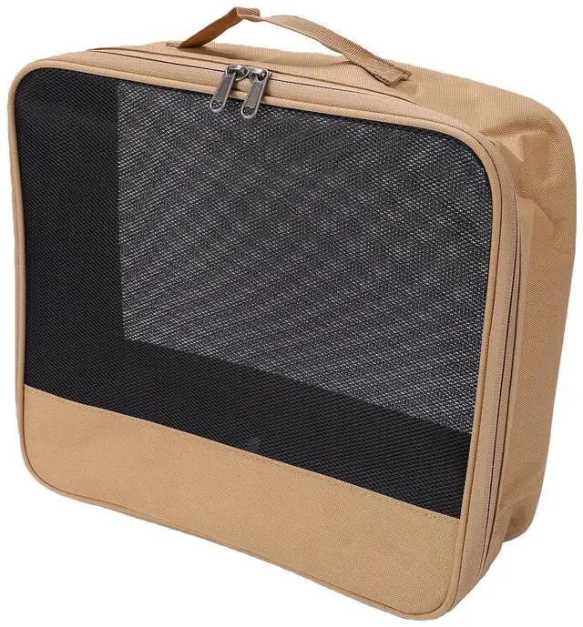 Main image of Portable Camping Organizer Box, Breathable 1000D Oxford Cloth | Heavy Duty Gear Storage Bag for Outdoor Kitchen Travel, Large Capacity with Handle, Black (Khaki)