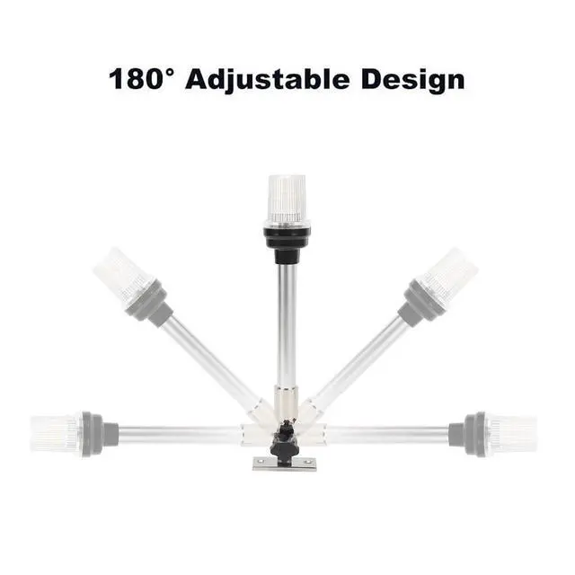 Alt view image 7 of 7 - 12 Inch LED Fold Down Boat Stern Light, IP66 Waterproof, Aluminum Rod, 3 Nautical Mile Bimini Top Lights, Stainless Steel Base, Boat Anchor Light for Pontoon Fishing Boat