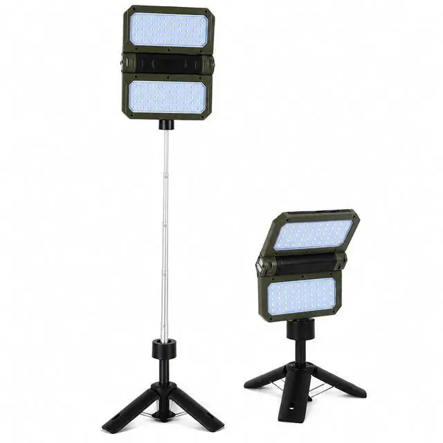 Main image of Solar LED Camping Lantern High Brightness | Dual Sided Foldable Tent Light with 100 Chips Telescopic Tripod Handle for Outdoor Hiking Night Fishing