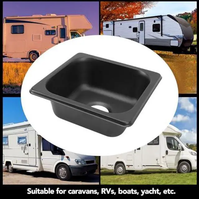 Alt view image 2 of 7 - Generic Small RV Bar Sink, 176 X 162 X 65mm Black Utility Sink, 304 Stainless Steel Black Electroplated Drop in Bar Sink for Boat RV Camp, Genericdvc30f4yei
