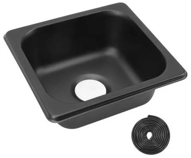 Main image of Generic Small RV Bar Sink, 176 X 162 X 65mm Black Utility Sink, 304 Stainless Steel Black Electroplated Drop in Bar Sink for Boat RV Camp, Genericdvc30f4yei