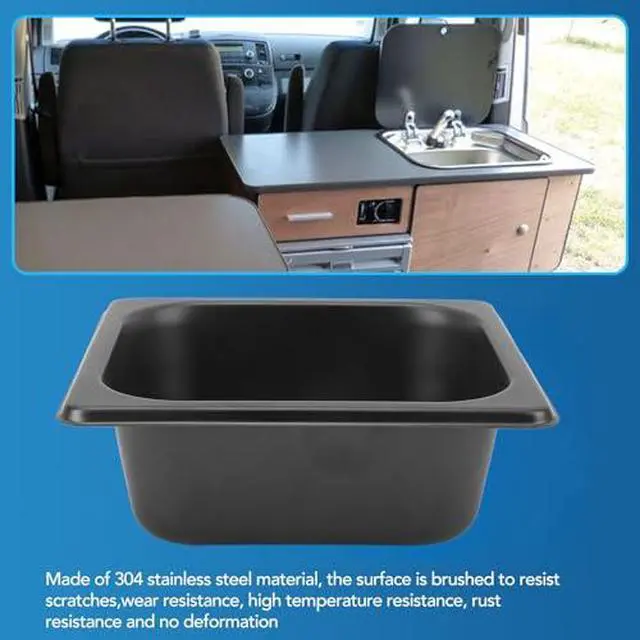 Alt view image 3 of 7 - Generic Small RV Bar Sink, 176 X 162 X 65mm Black Utility Sink, 304 Stainless Steel Black Electroplated Drop in Bar Sink for Boat RV Camp, Genericdvc30f4yei