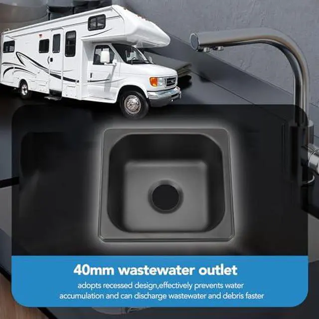 Alt view image 5 of 7 - Generic Small RV Bar Sink, 176 X 162 X 65mm Black Utility Sink, 304 Stainless Steel Black Electroplated Drop in Bar Sink for Boat RV Camp, Genericdvc30f4yei