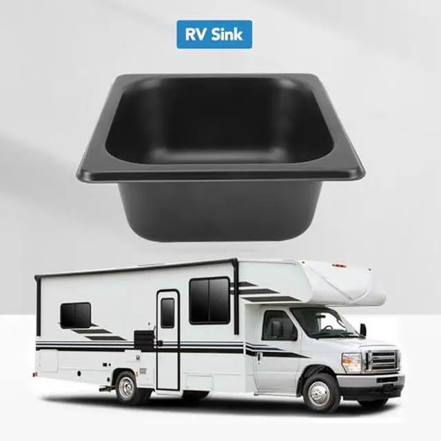 Alt view image 4 of 7 - Generic Small RV Bar Sink, 176 X 162 X 65mm Black Utility Sink, 304 Stainless Steel Black Electroplated Drop in Bar Sink for Boat RV Camp, Genericdvc30f4yei