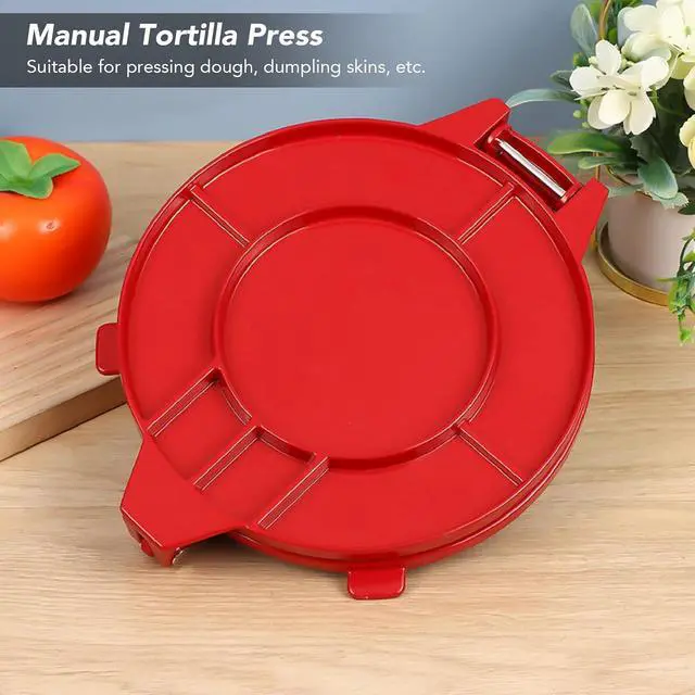 Alt view image 3 of 7 - Cast Iron Tortilla Press - Multifunctional Rotis Press 9.8 x 10inch, Flour Tortilla Press, Quesadilla Maker, Taco Maker (Red), Bewinnerrhngxev542
