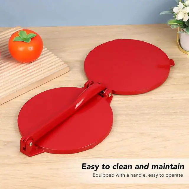 Alt view image 4 of 7 - Cast Iron Tortilla Press - Multifunctional Rotis Press 9.8 x 10inch, Flour Tortilla Press, Quesadilla Maker, Taco Maker (Red), Bewinnerrhngxev542