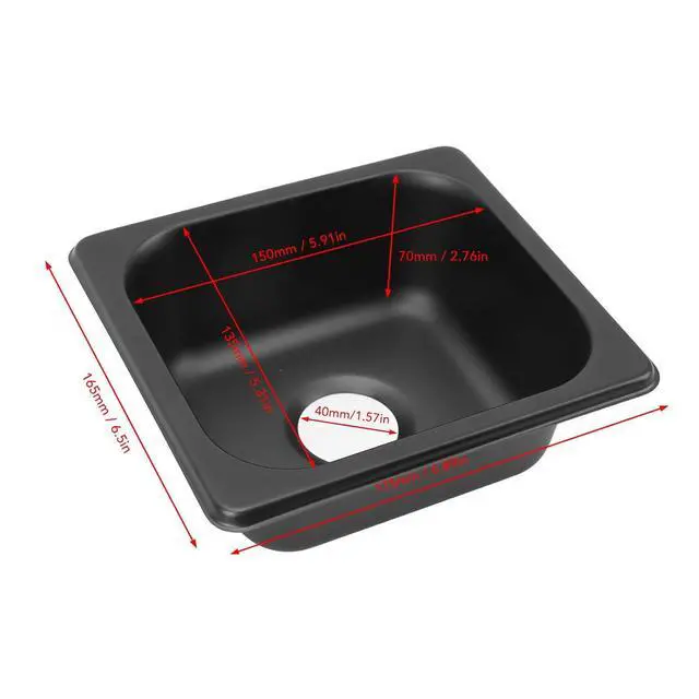 Alt view image 6 of 7 - Generic Small RV Bar Sink, 176 X 162 X 65mm Black Utility Sink, 304 Stainless Steel Black Electroplated Drop in Bar Sink for Boat RV Camp, Genericdvc30f4yei