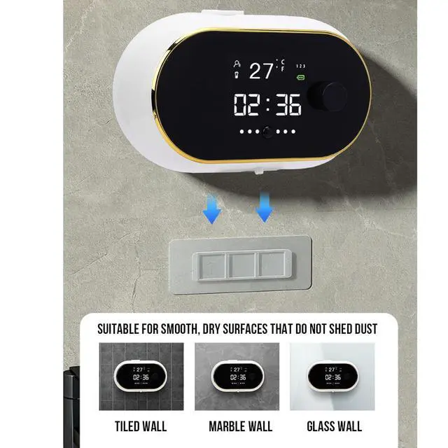 Alt view image 3 of 7 - Large Capacity Touchless for Wall Mount | Automatic Foaming with Digital Display, Rechargeable 2000mAh SelfCleaning for Bathroom Kitchen (White)