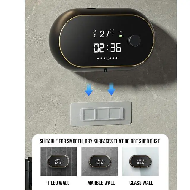 Alt view image 2 of 7 - Large Capacity Touchless for Wall Mount | Automatic Foaming with Digital Display, Rechargeable 2000mAh SelfCleaning for Bathroom Kitchen (Black)