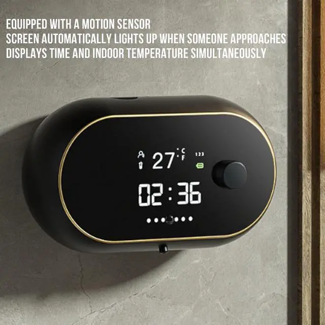 Alt view image 4 of 7 - Large Capacity Touchless for Wall Mount | Automatic Foaming with Digital Display, Rechargeable 2000mAh SelfCleaning for Bathroom Kitchen (Black)