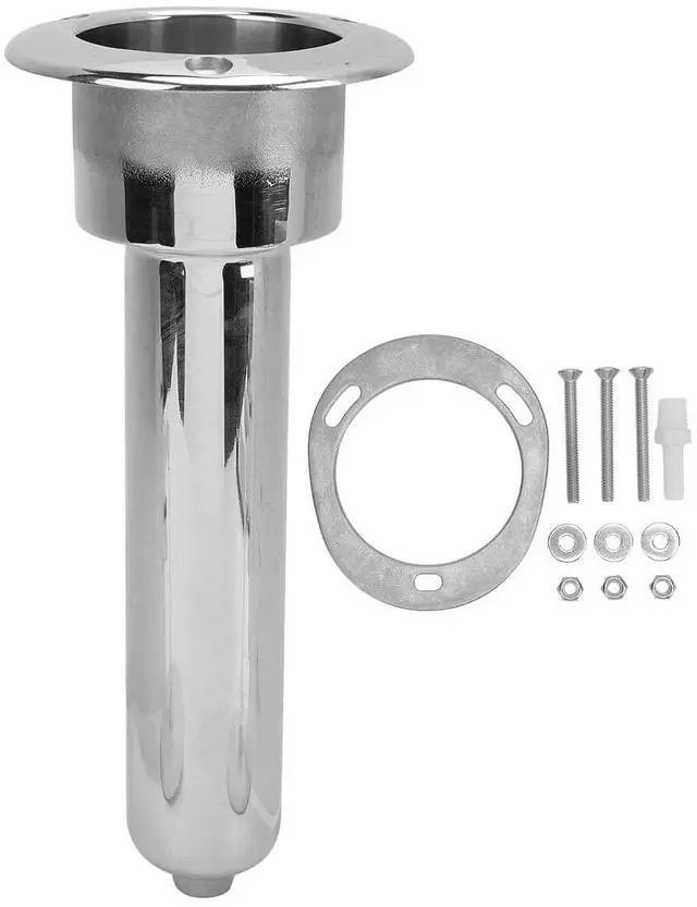 Main image of 2 in 1 Boat Fishing Rod Cup Holder, Stainless Steel Fishing Rod Holder for Boats, Outrigger Cup Holder for Fishing Rod Holder, 0 Degree/15 Degree/30 Degree