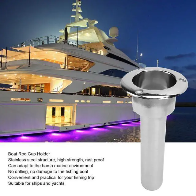 Alt view image 2 of 7 - 2 in 1 Boat Fishing Rod Cup Holder, Stainless Steel Fishing Rod Holder for Boats, Outrigger Cup Holder for Fishing Rod Holder, 0 Degree/15 Degree/30 Degree