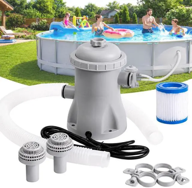 Main image of 330 GPH Pool Filter Pump Above Ground, 16W Pool Filter Pump Complete Kit with Hose - Clear Water Circulation, Quiet Sealed ABS Design for Small to Medium Pools