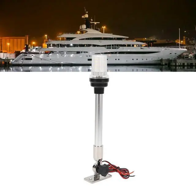 Alt view image 5 of 7 - 12 Inch LED Fold Down Boat Stern Light, IP66 Waterproof, Aluminum Rod, 3 Nautical Mile Bimini Top Lights, Stainless Steel Base, Boat Anchor Light for Pontoon Fishing Boat