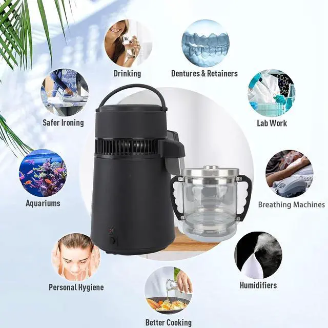 Alt view image 5 of 7 - 6L Water Distiller Glass Jar for Home Dental Beauty Water Distiller, Replacement Glass Collection Bottle Distiller Water Container, Water Purifier Filter for Home Countertop, 6L-Silver Lid