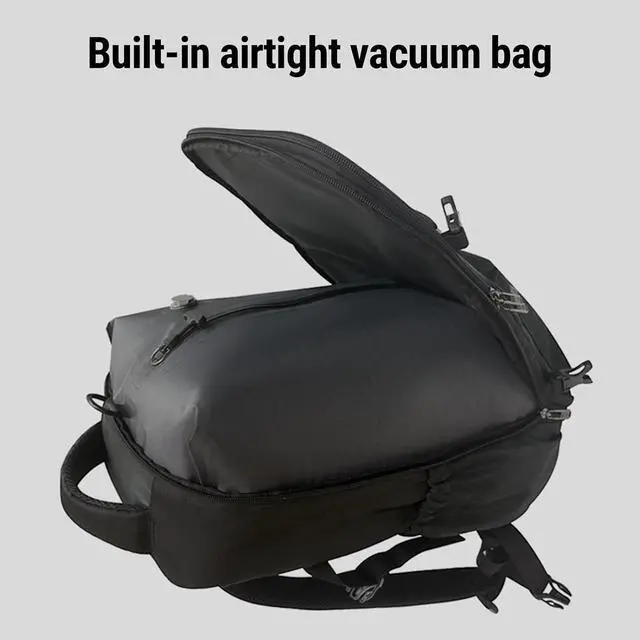 Alt view image 2 of 7 - Vacuum Travel Backpack with Pump, Expandable Air Compression System Water Resistants, 16.5 Inch Business Laptop Backpack with USB Charging Port for Women Men