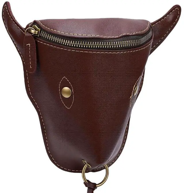 Main image of Vintage PU Leather Waist Bag | Men Ox Brown Storage Pouch Belt for Travel Outdoor Sports (Brown)