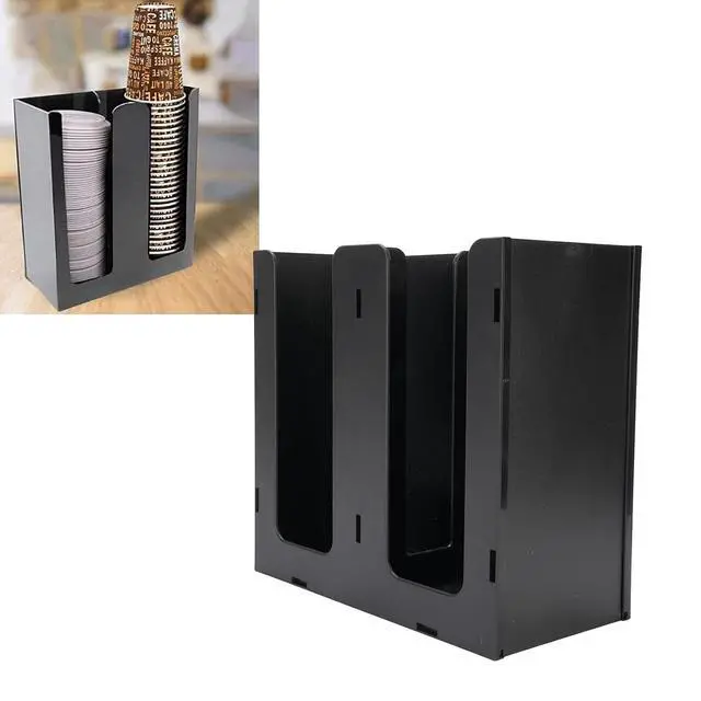 Alt view image 4 of 7 - Paper Cup Dispenser, Coffee Cup Holder Organizer with 2 Compartments for Countertop Coffee Station Bar Restaurant Breakroom