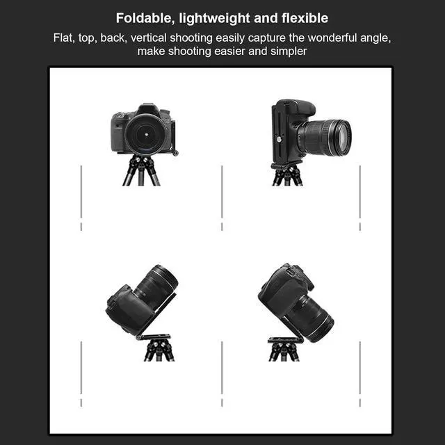 Alt view image 5 of 7 - L Shaped Quick Release Plate for Camera | Arca Port Compatible with 1/4" & 3/8" Screw Holes, Foldable Design with Cold Shoe Mount for Microphone Light