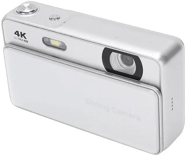 Main image of 4K Digital Camera - 64MP Retro Sliding Camera with 2.8 Inch Screen, Compact Pockets Cameras for Vlogging and Travel Record (Silver)