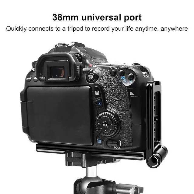 Alt view image 6 of 7 - L Shaped Quick Release Plate for Camera | Arca Port Compatible with 1/4" & 3/8" Screw Holes, Foldable Design with Cold Shoe Mount for Microphone Light