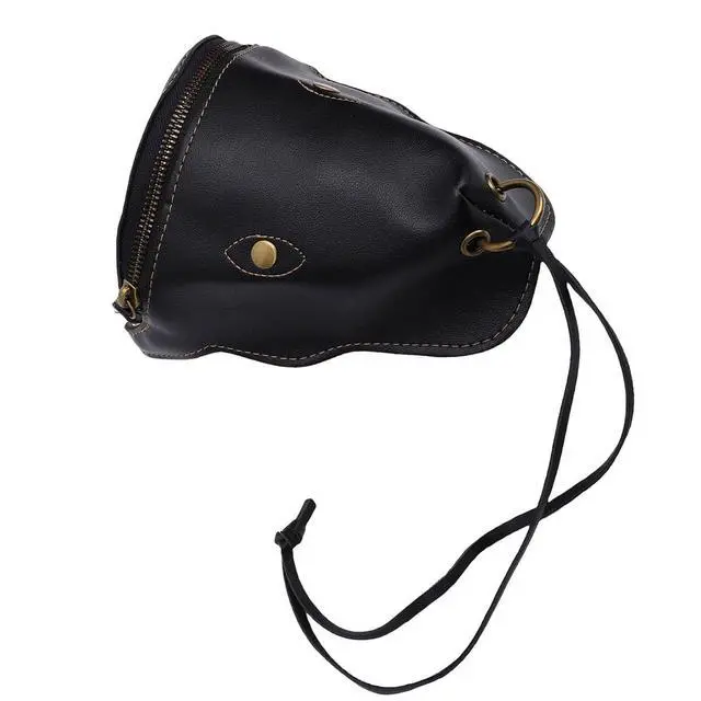 Alt view image 6 of 7 - Vintage PU Leather Waist Bag | Men Ox Brown Storage Pouch Belt for Travel Outdoor Sports (Black)