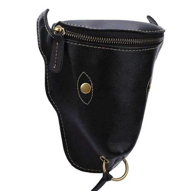 Alt view image 2 of 7 - Vintage PU Leather Waist Bag | Men Ox Brown Storage Pouch Belt for Travel Outdoor Sports (Black)