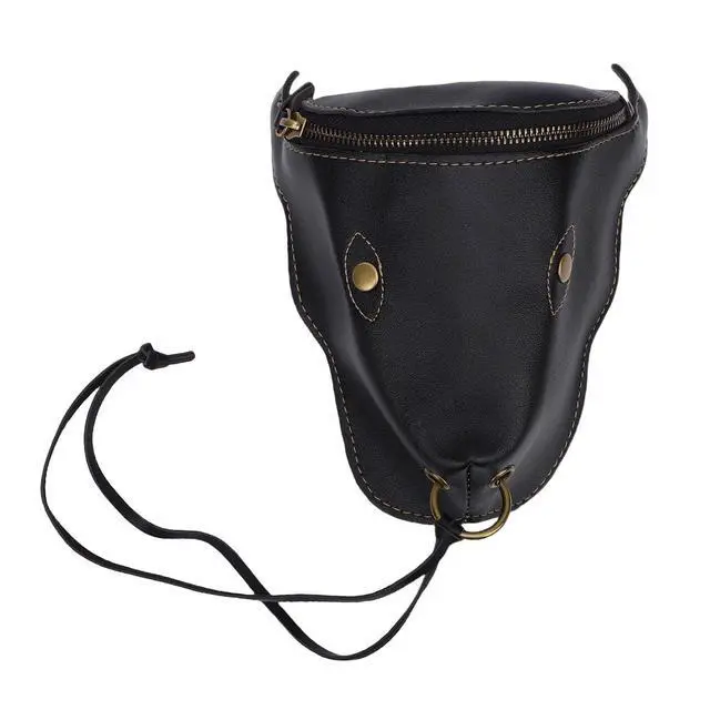 Alt view image 5 of 7 - Vintage PU Leather Waist Bag | Men Ox Brown Storage Pouch Belt for Travel Outdoor Sports (Black)