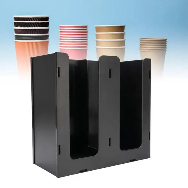 Alt view image 5 of 7 - Paper Cup Dispenser, Coffee Cup Holder Organizer with 2 Compartments for Countertop Coffee Station Bar Restaurant Breakroom