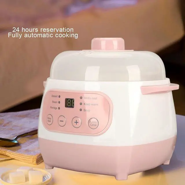 Alt view image 2 of 7 - 1L Electric Stew Pot, Smart Ceramic Soup Porridge Cooker, Mini Slow Cooker Anti Dry Burn Safe, Multifunction Electric Ceramic Cooker (US Plug 110V), BEWINNERV74A1GNU2X-12