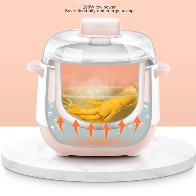 Alt view image 4 of 7 - 1L Electric Stew Pot, Smart Ceramic Soup Porridge Cooker, Mini Slow Cooker Anti Dry Burn Safe, Multifunction Electric Ceramic Cooker (US Plug 110V), BEWINNERV74A1GNU2X-12