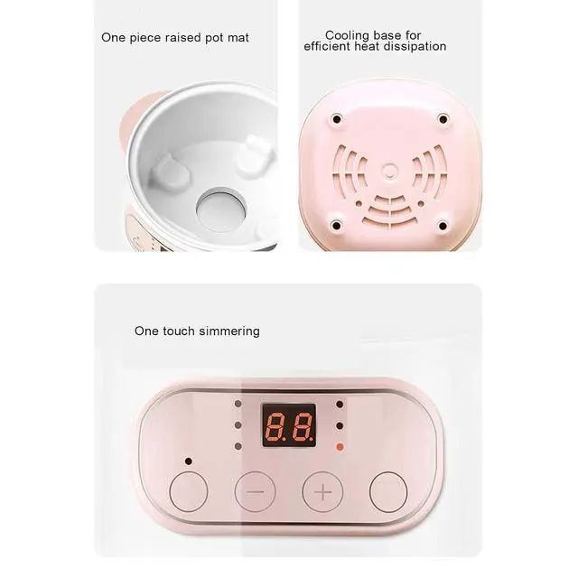 Alt view image 6 of 7 - 1L Electric Stew Pot, Smart Ceramic Soup Porridge Cooker, Mini Slow Cooker Anti Dry Burn Safe, Multifunction Electric Ceramic Cooker (US Plug 110V), BEWINNERV74A1GNU2X-12