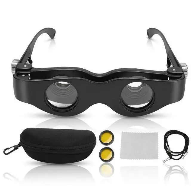 Main image of 3X Magnification Fishing Binocular Glasses with Polarized Lenses, 40g Lightweight for Night Fishing, Adjustable Focus for Nearsighted Farsighted, Includes Strap Storage Bag