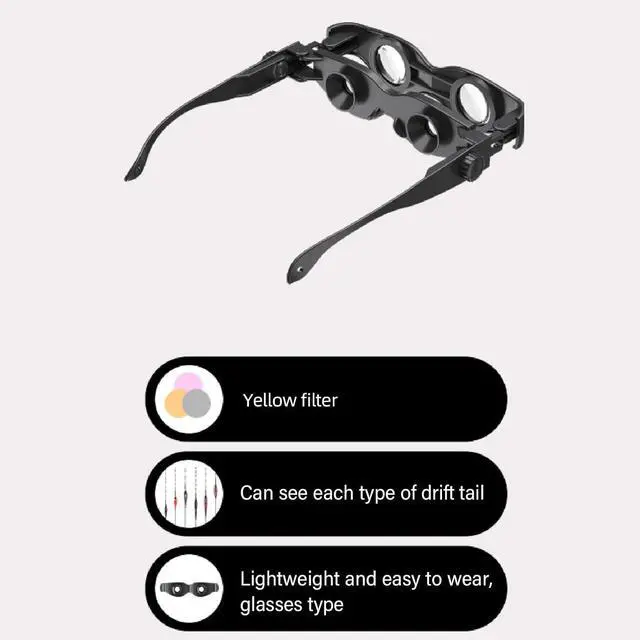 Alt view image 4 of 7 - 3X Magnification Fishing Binocular Glasses with Polarized Lenses, 40g Lightweight for Night Fishing, Adjustable Focus for Nearsighted Farsighted, Includes Strap Storage Bag