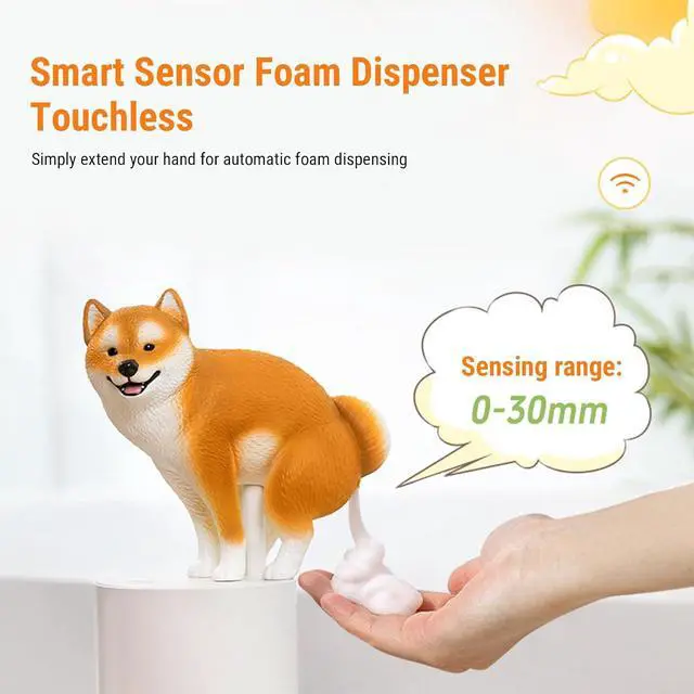 Alt view image 5 of 7 - Playful Dog Foam Soap Dispenser, Automatic Soap Dispenser Touchless, Funny Puppy Poop Induction Hand Washer, Automatic Soap Dispenser for Kitchen Bathroom (Yellow)