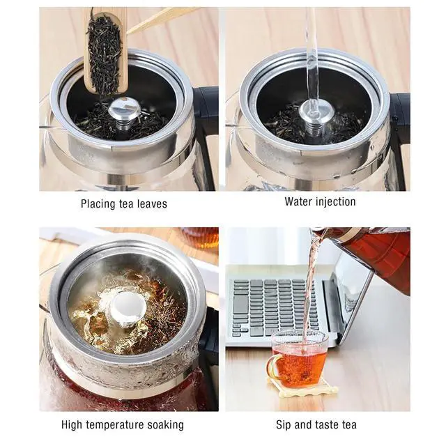Alt view image 4 of 7 - 1.2L Electric Kettle Temperature Control - Automatic Tea Maker Machine with Tea Infuser, Steam Delicate Spray, Glass Tea Kettle & Hot Water Boiler, Extracting Loose Leaf Tea Coffee