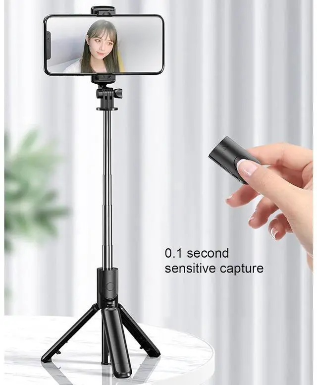 Alt view image 7 of 7 - Selfable Selfie Stripod Compact Portable Support for Light Remote Control Horizontal Compatibility Compatibility Sports Sports Chamber Chamber
