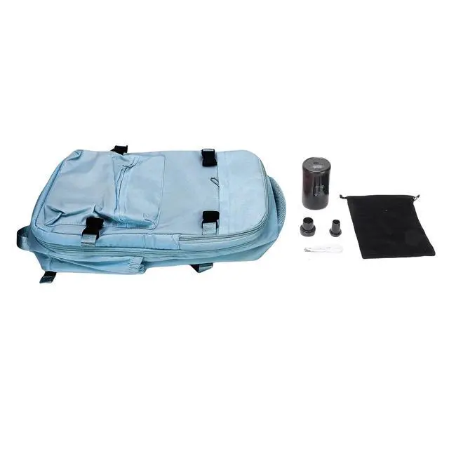 Alt view image 6 of 7 - 27L Vacuum Compression Backpack | Carry On Travel Bag with Pump for Business & Laptop (Blue)
