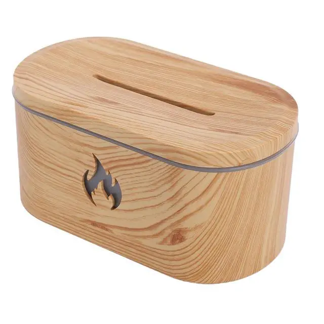 Alt view image 3 of 7 - Quiet Flame Humidifier with Wood Grain | USB Essential Oil Diffuser for Bedroom Office Tabletop Home Aromatherapy (Light Wood Grain)