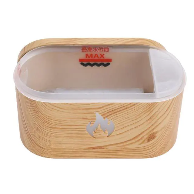 Alt view image 2 of 7 - Quiet Flame Humidifier with Wood Grain | USB Essential Oil Diffuser for Bedroom Office Tabletop Home Aromatherapy (Light Wood Grain)