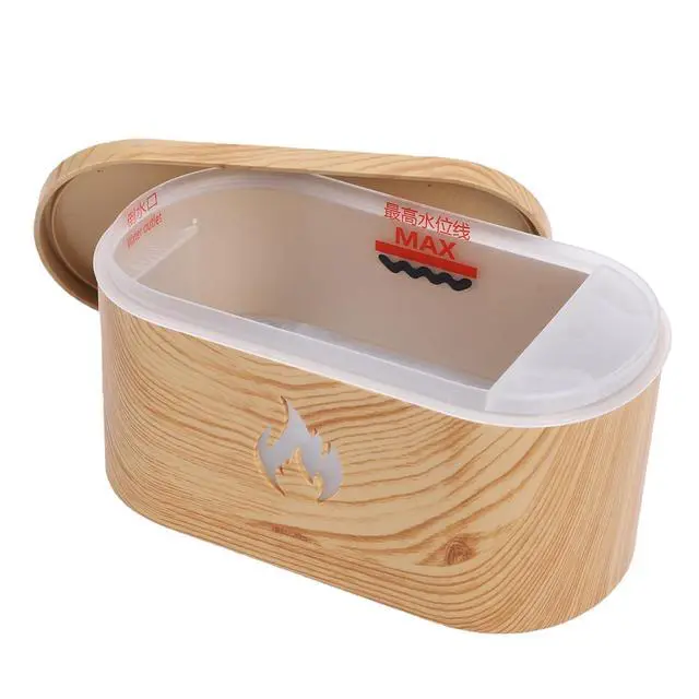 Alt view image 4 of 7 - Quiet Flame Humidifier with Wood Grain | USB Essential Oil Diffuser for Bedroom Office Tabletop Home Aromatherapy (Light Wood Grain)