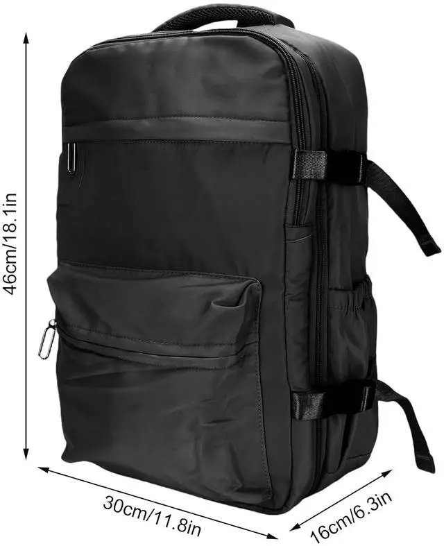 Alt view image 7 of 7 - 27L Vacuum Compression Backpack | Carry On Travel Bag with Pump for Business & Laptop (Black)