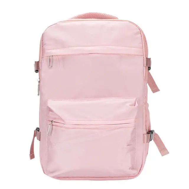 Alt view image 2 of 7 - 27L Vacuum Compression Backpack | Carry On Travel Bag with Pump for Business & Laptop (Pink)