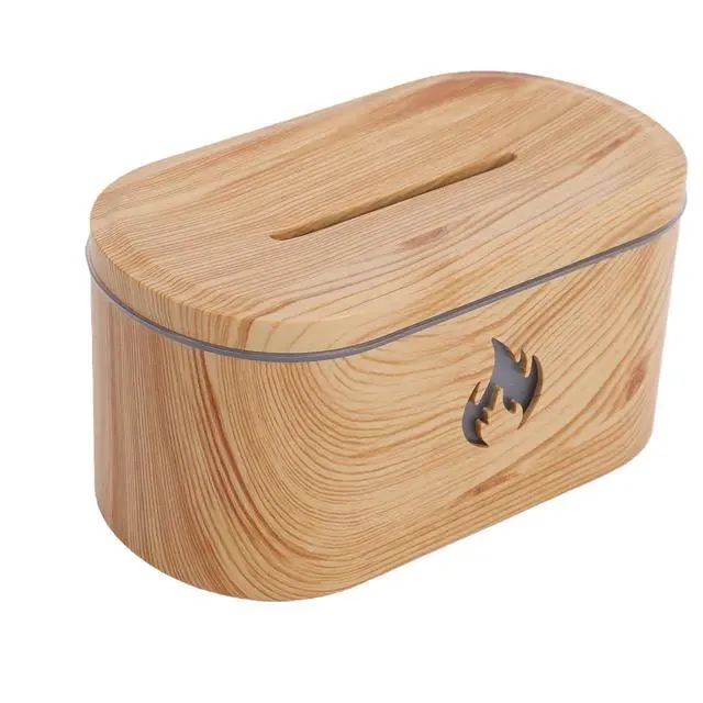 Alt view image 5 of 7 - Quiet Flame Humidifier with Wood Grain | USB Essential Oil Diffuser for Bedroom Office Tabletop Home Aromatherapy (Light Wood Grain)