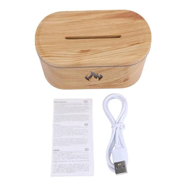 Alt view image 6 of 7 - Quiet Flame Humidifier with Wood Grain | USB Essential Oil Diffuser for Bedroom Office Tabletop Home Aromatherapy (Light Wood Grain)