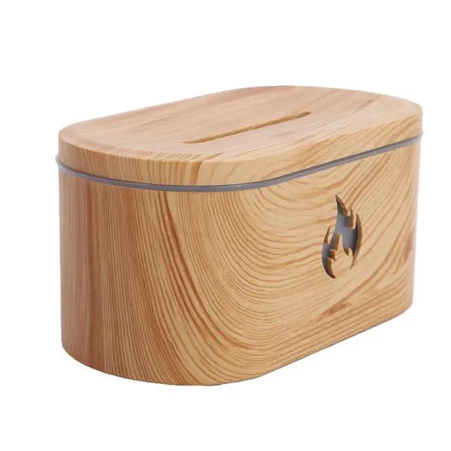 Alt view image 7 of 7 - Quiet Flame Humidifier with Wood Grain | USB Essential Oil Diffuser for Bedroom Office Tabletop Home Aromatherapy (Light Wood Grain)
