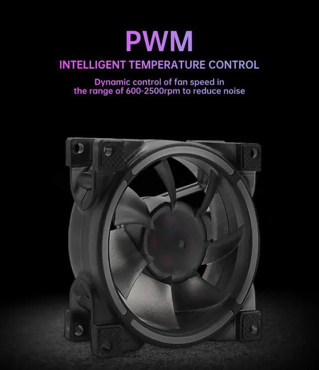 Alt view image 3 of 7 - 80mm PWM Case Fan,LAISANIM 5V 7 Blades PC Case Fan for Radiator/CPU Cooler/Computer Case, Premium Quiet Fan, Intelligent Temperature Control 8002500RPM