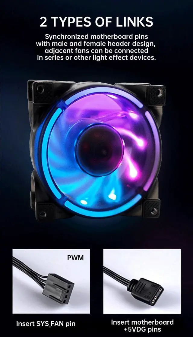 Alt view image 7 of 7 - 80mm PWM Case Fan,LAISANIM 5V 7 Blades PC Case Fan for Radiator/CPU Cooler/Computer Case, Premium Quiet Fan, Intelligent Temperature Control 8002500RPM