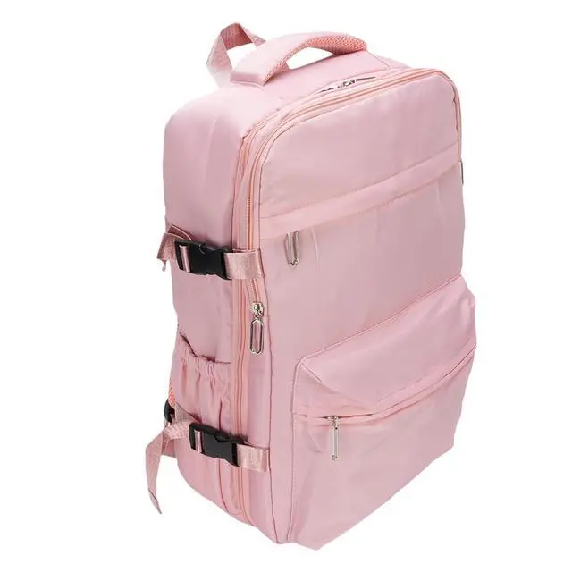 Alt view image 5 of 7 - 27L Vacuum Compression Backpack | Carry On Travel Bag with Pump for Business & Laptop (Pink)